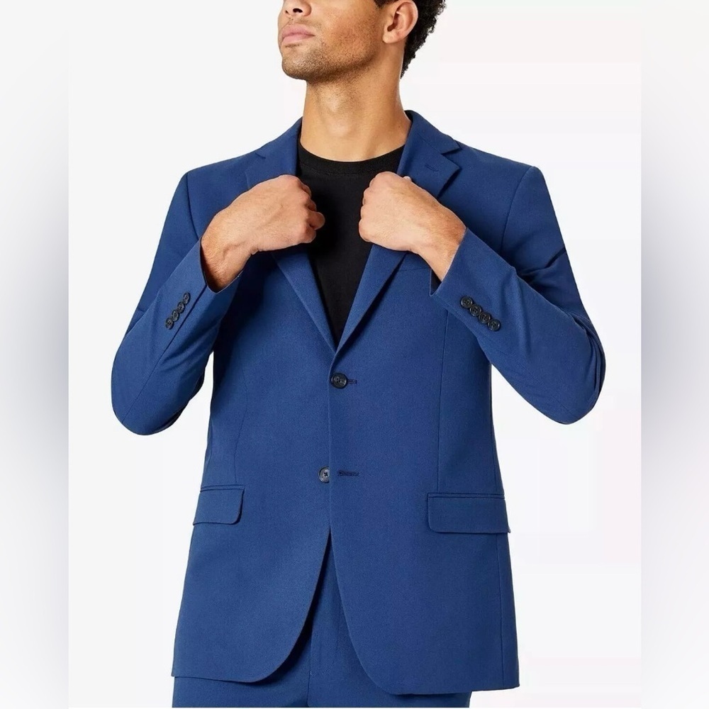 DKNY Men's Duran Modern Fit Stretch Blue Blazer Suit Jacket Sport Coat 38 R